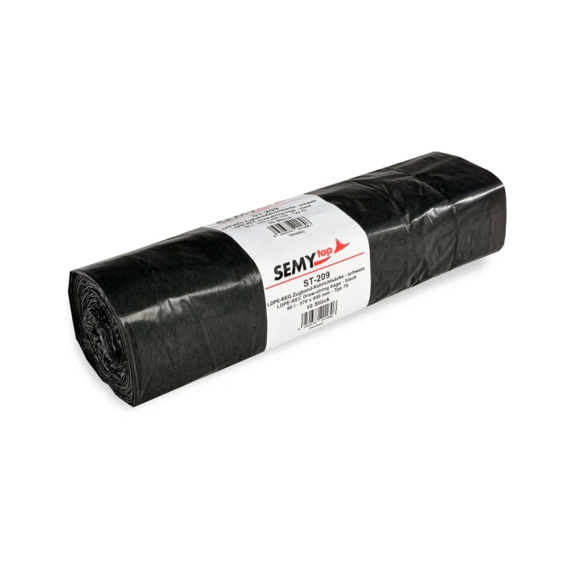 SemyTop Müllbeutel mit Zugband, Typ 70, 60 Liter, schwarz