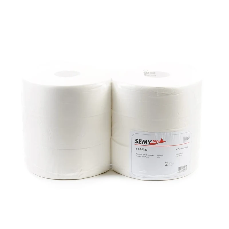 SemyTop Jumbo-Toilettenpapier, 2-lagig, Zellstoff, Ø 25 & 28 cm