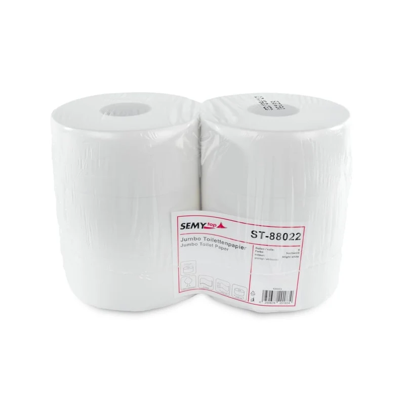 SemyTop Jumbo-Toilettenpapier, 2-lagig, Zellstoff, Ø 25 & 28 cm