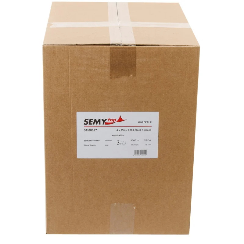 SemyTop Tafelservietten, 40 x 40 cm, 3-lagig, 1/8-Kopffalz, weiß