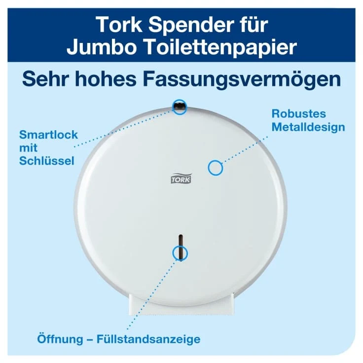 Tork Jumbo Toilettenpapierspender T1 Metall, weiß