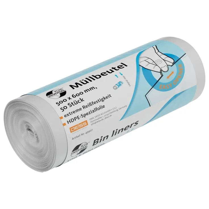 DEISS UNIVERSAL PLUS Müllbeutel 30 Liter HDPE klar, 140 g/ Rolle