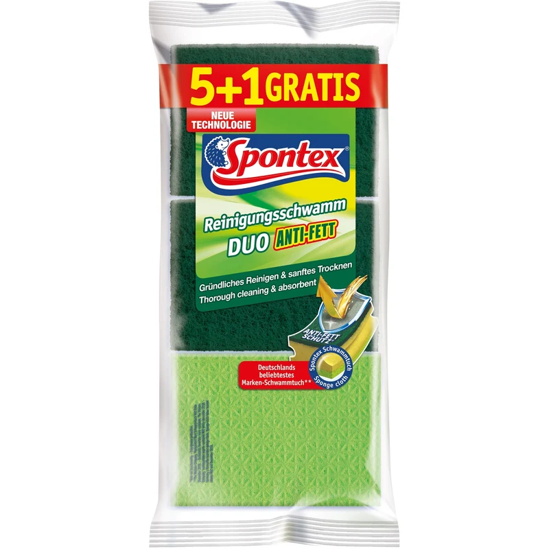 Spontex Duo Anti-Fett 5+1 Reinigungsschwamm