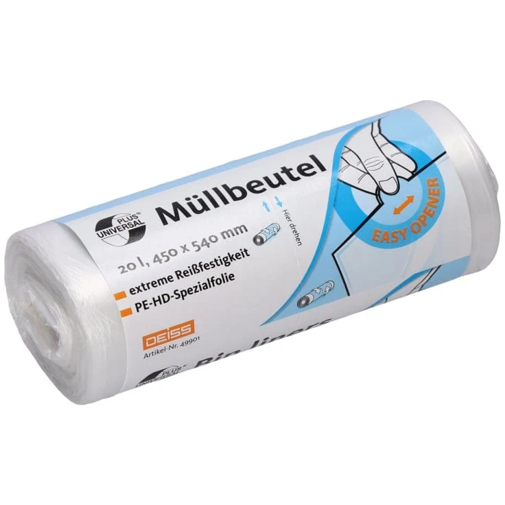 DEISS UNIVERSAL PLUS Müllbeutel 20 Liter, transparent