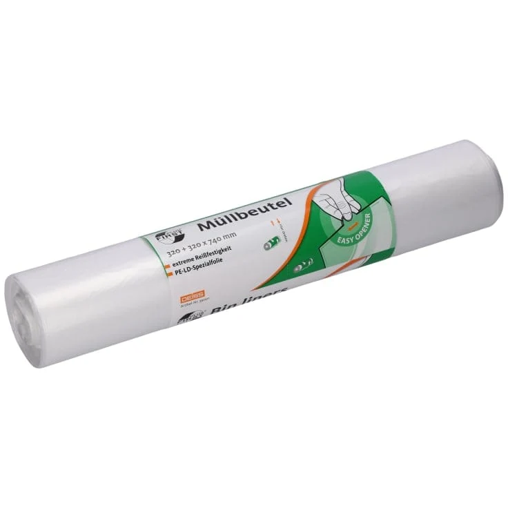 DEISS FIRST PLUS Müllbeutel 50-55 Liter transparent, Seitenfalte