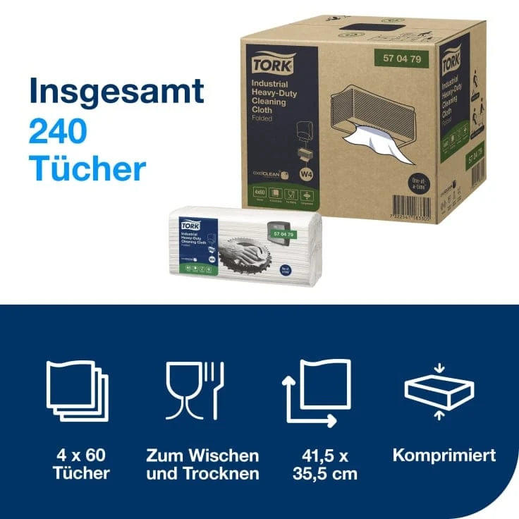 Tork Industrie Reinigungstuch Extra Stark W4 1-lagig, weiß