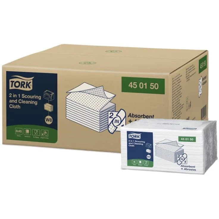 Tork 2-in-1 Scheuertuch Premium W8 weiß, 38,5 x 30 cm