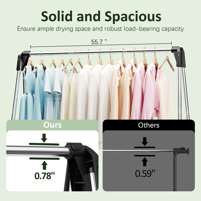 KK KINGRACK Clothes Drying Rack, Foldable Clothing Rack, Garment Rack for Indoor Outdoor, Stainless Steel（153806-B）