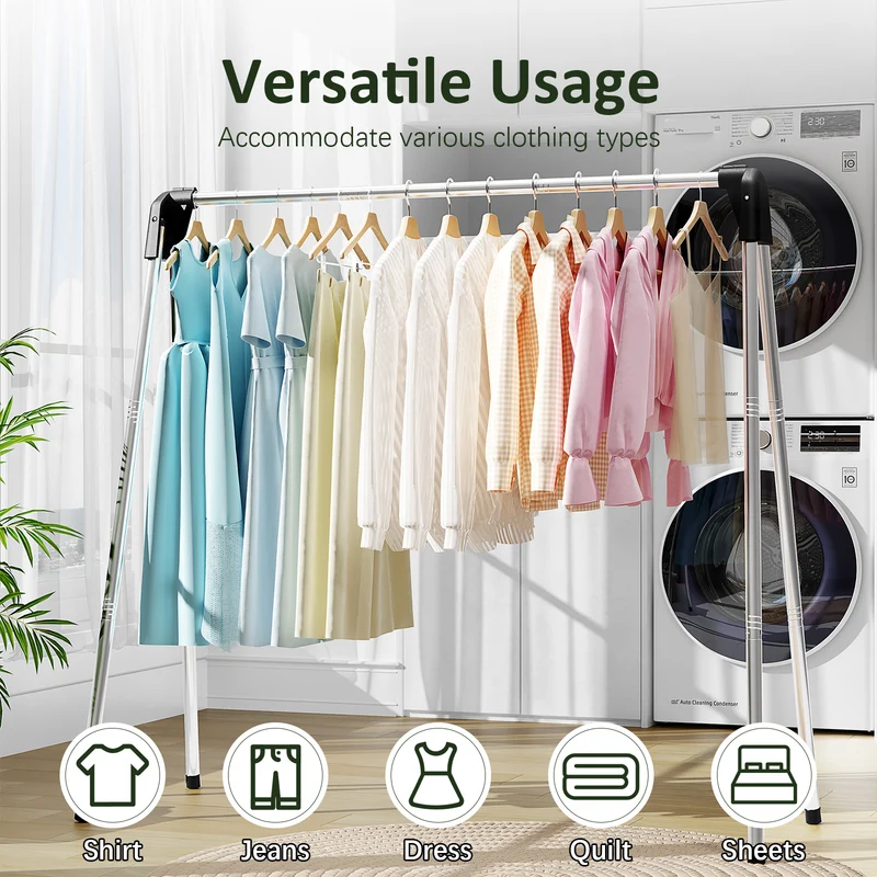 KK KINGRACK Clothes Drying Rack, Foldable Clothing Rack, for Indoor Outdoor, Stainless Steel