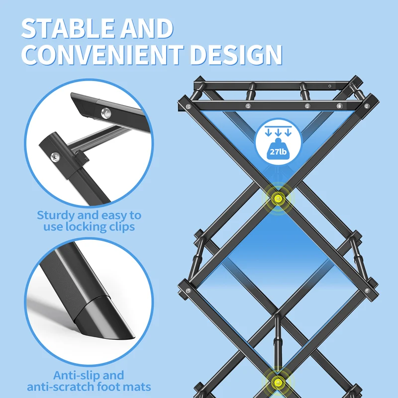 KK KINGRACK Clothes Drying Rack, Expandable & Collapsible Steel Laundry Drying Racks, Black (121501-Black)