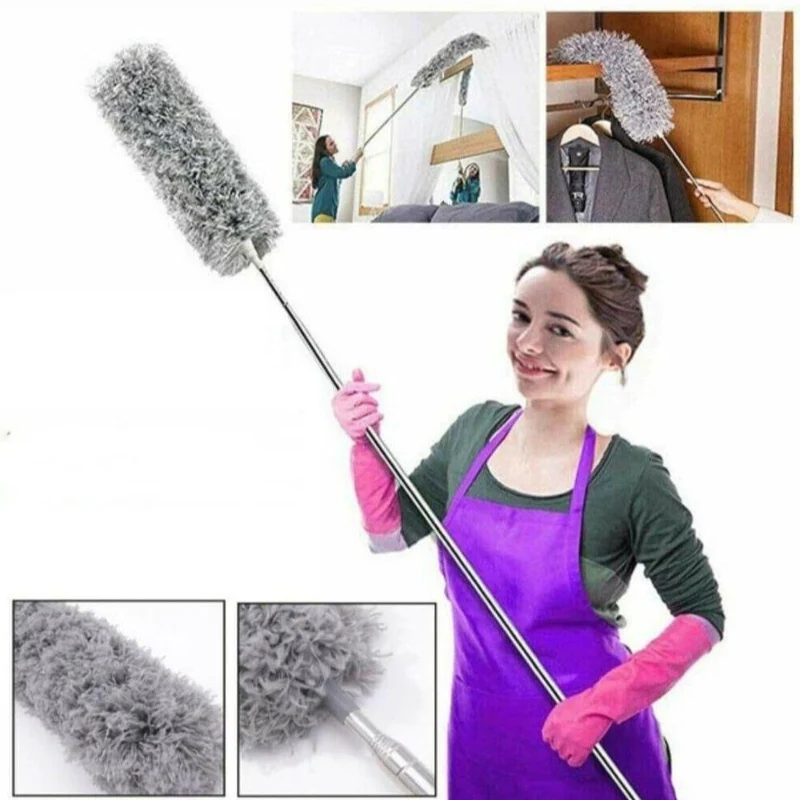 Extendable Microfiber Duster with Stainless Steel Telescopic Pole