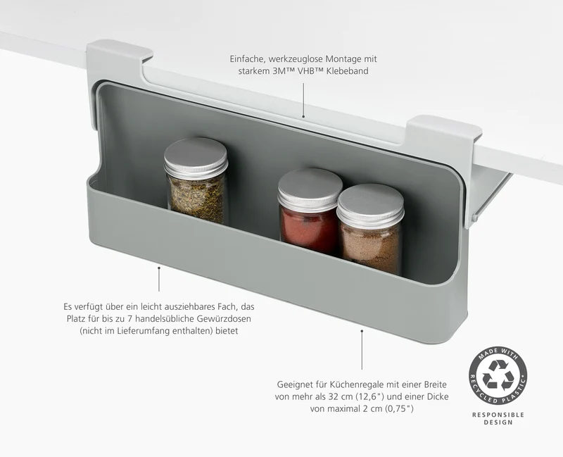 CupboardStore™ Unterregal für Gewürze aus recyceltem Plastik