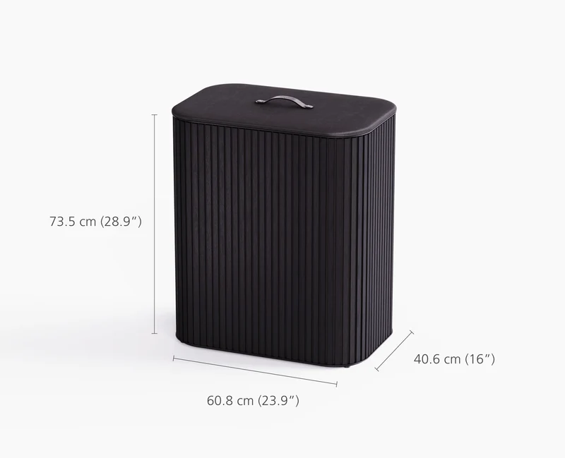 Tota Trio Luxe 90L Wäschetrennkorb mit drei Fächern mit schwarzem Bambus-Finish