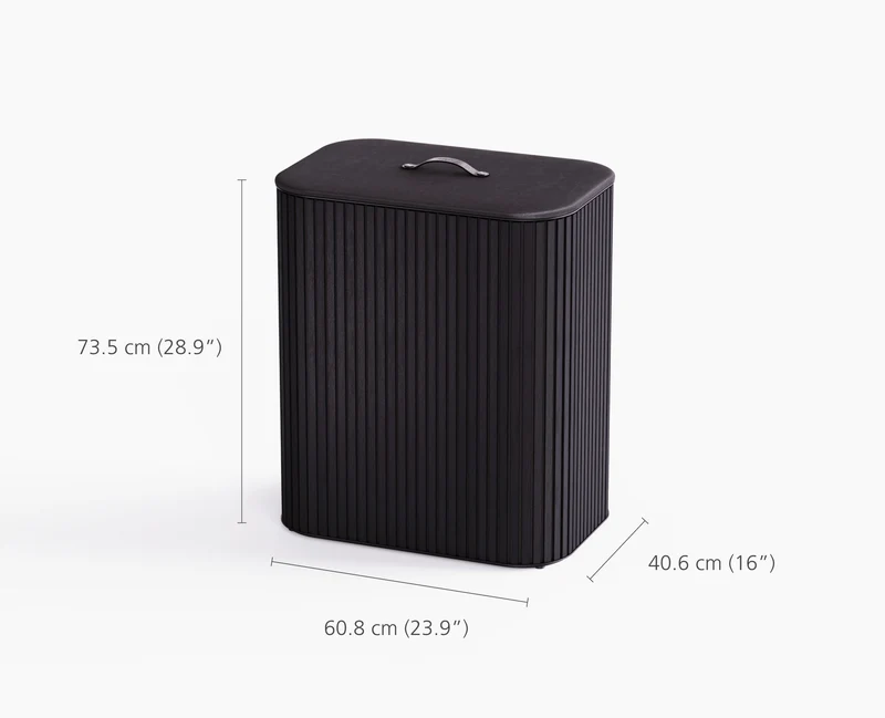 Tota Twin Luxe 90L Wäschetrennkorb mit zwei Fächern mit schwarzem Bambus-Finish