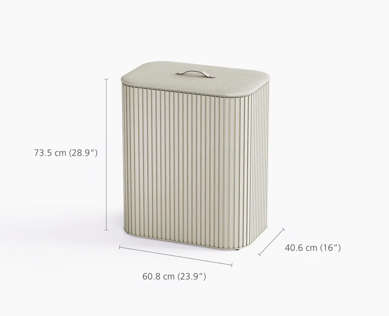 Tota Twin Luxe 90L Wäschetrennkorb mit zwei Fächern mit naturfarbenem Bambus-Finish