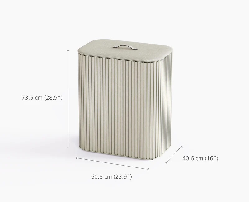 Tota Trio Luxe 90L Wäschetrennkorb mit drei Fächern mit naturfarbenem Bambus-Finish