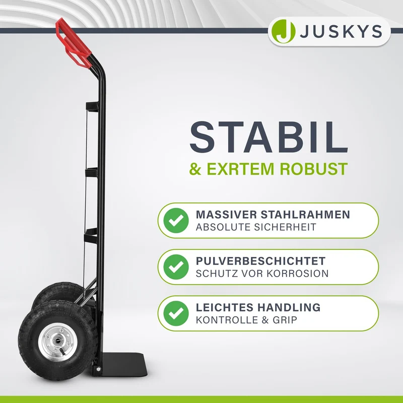 Sackkarre Basic in schwarz mit roten Griffen klappbar