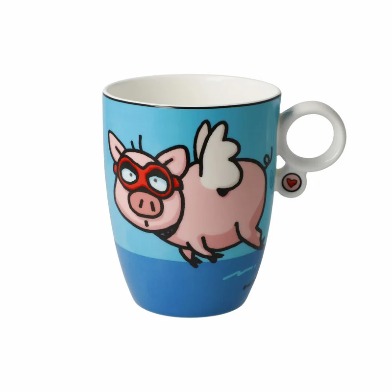 Goebel Künstlertasse Ed Eck - When Pigs Fly, Fine Bone China, Bunt, 400 ml, 67200181