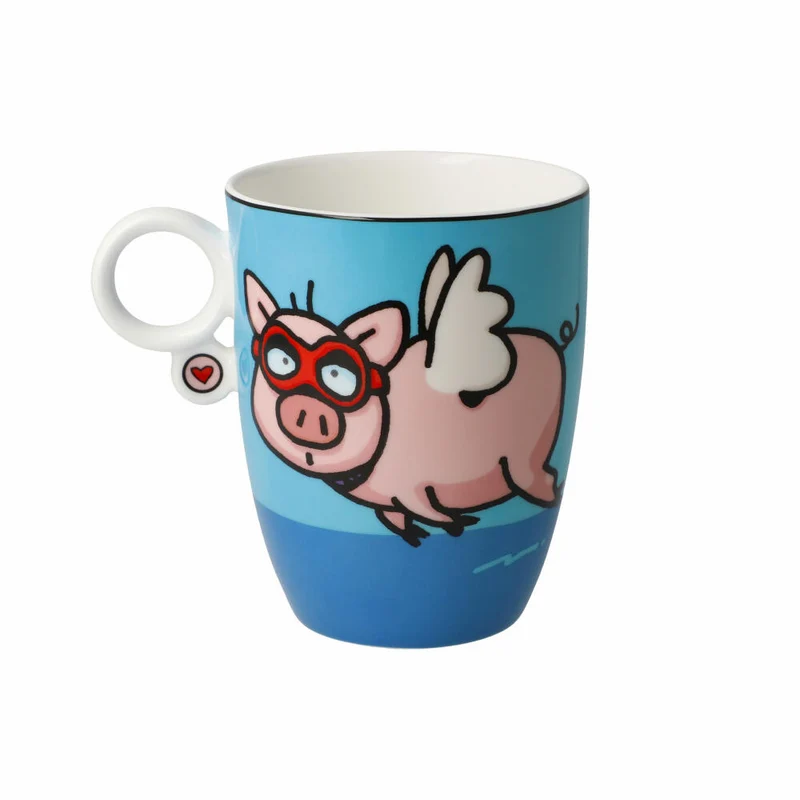 Goebel Künstlertasse Ed Eck - When Pigs Fly, Fine Bone China, Bunt, 400 ml, 67200181