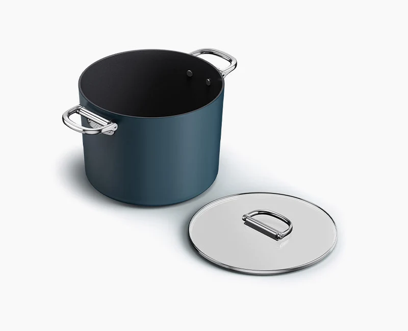 Space Klappbarer Griff Keramik Antihaft 25 cm Blau Suppentopf & Deckel