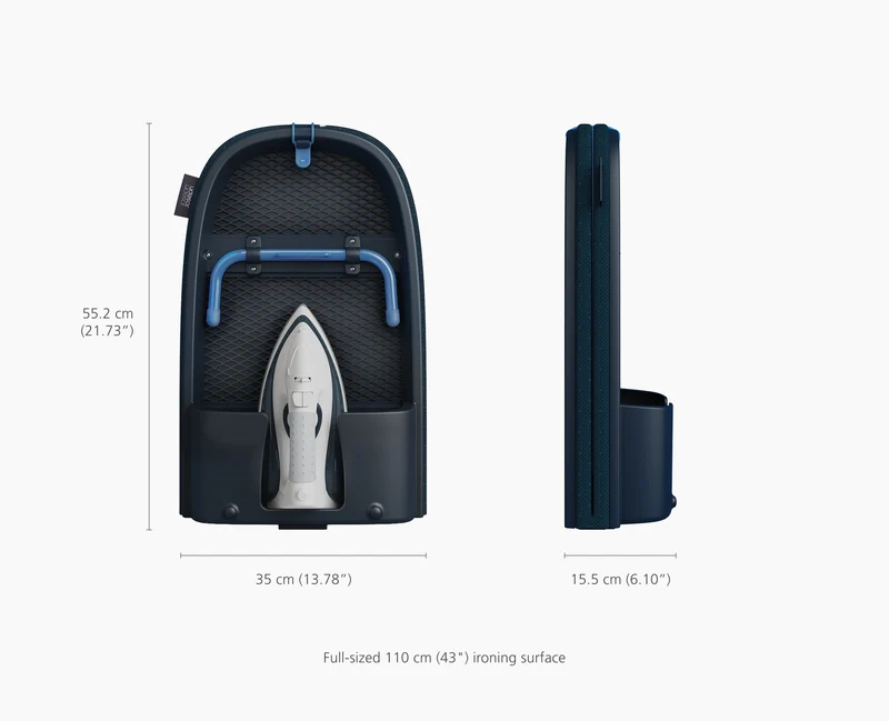 Pocket Max Plus Tischbügelbrett 110cm mit hochwertigem Bezug in Blau