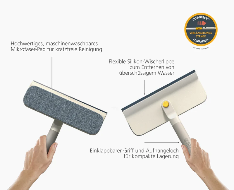 CleanTech™ 2-in-1 Mikrofaser-Fensterwischer und -abzieher