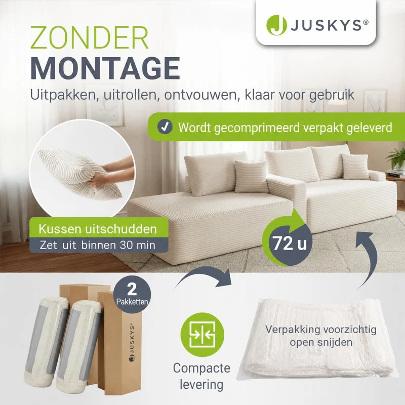 Sofa Coredo mit Cord Bezug & Dekokissen