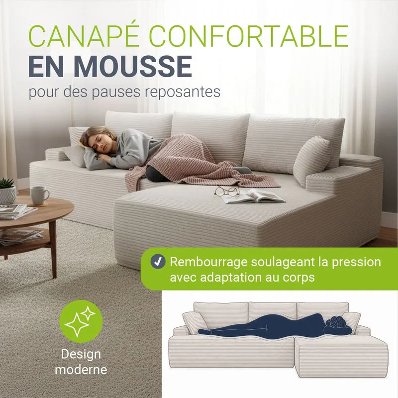 Sofa Coredo mit Cord Bezug & Dekokissen