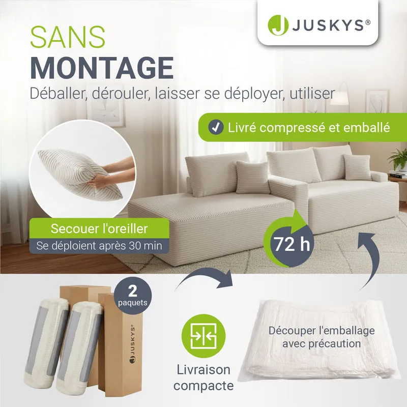 Sofa Coredo mit Cord Bezug & Dekokissen