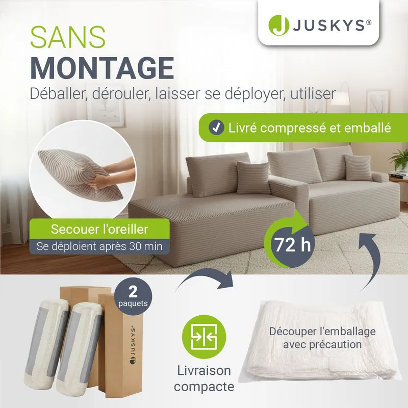 Sofa Coredo mit Cord Bezug & Dekokissen