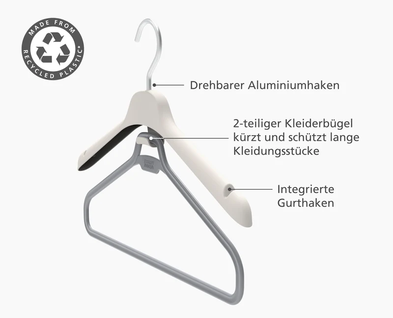 Orderly™ Set mit zwei langen Kleiderbügeln in Ecru