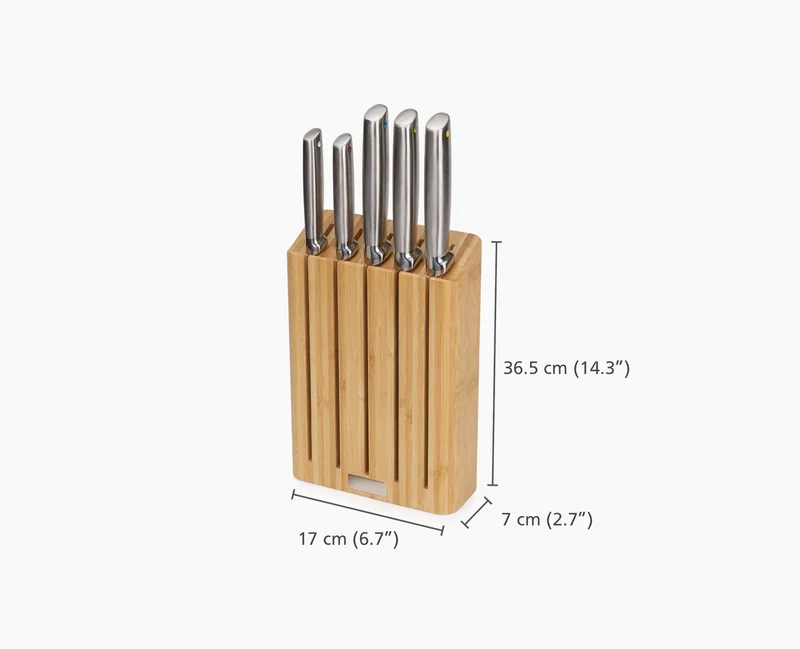 2-teiliges Set aus 3 Bambus-Schneidebrettern und 5-teiligem Bambus-Messerblock