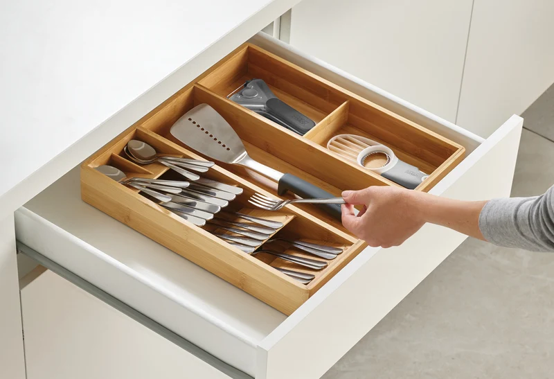 DrawerStore Bamboo Organizer für Besteck, Küchenhelfer und Kochzubehör