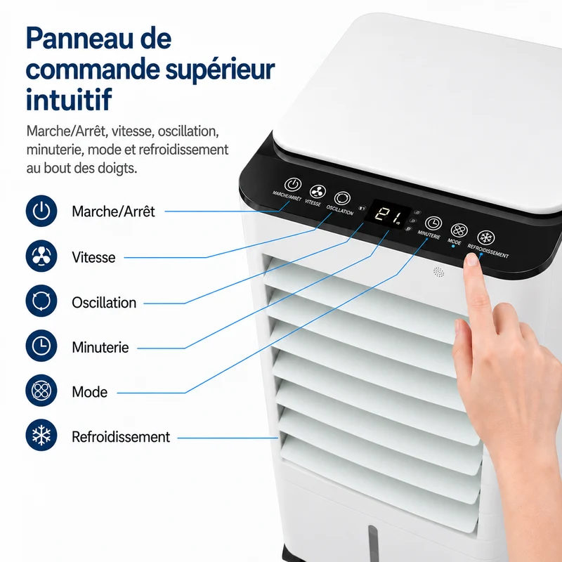 Refroidisseur d'Air Évaporatif Portable pour Maison et Bureau