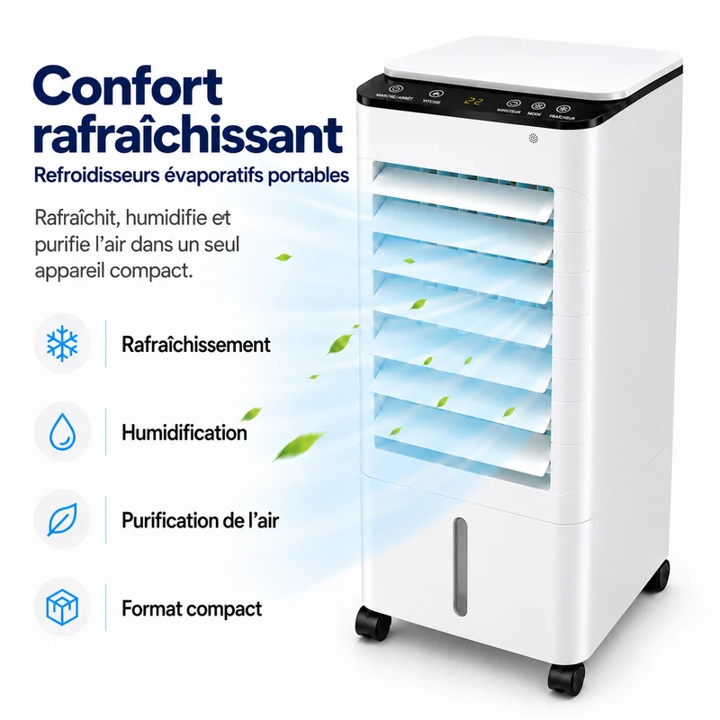 Refroidisseur d'Air Évaporatif Portable pour Maison et Bureau