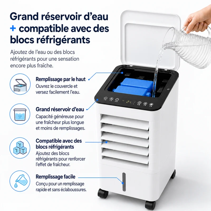 Refroidisseur d'Air Évaporatif Portable pour Maison et Bureau