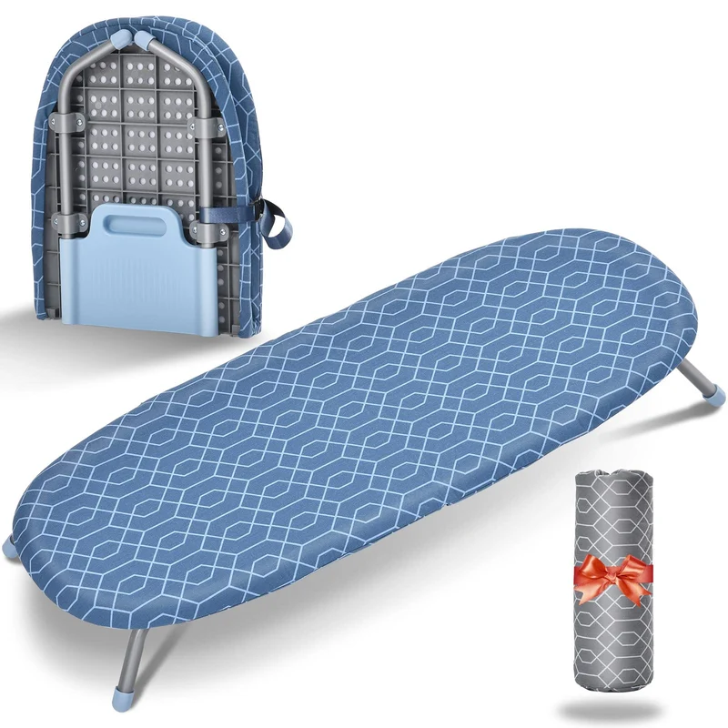 KK KINGRACK Foldable Ironing Board, Tabletop Small Ironing Board with Heat Resistant Ironing Cover, Portable Iron Board for Home Travel Use