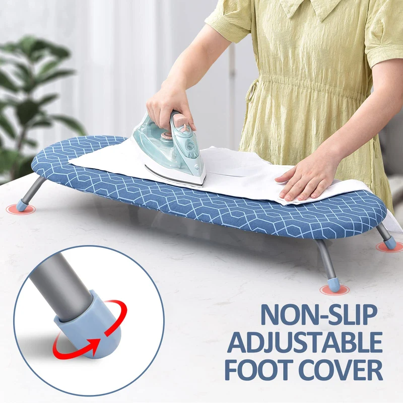 KK KINGRACK Foldable Ironing Board, Tabletop Small Ironing Board with Heat Resistant Ironing Cover, Portable Iron Board for Home Travel Use