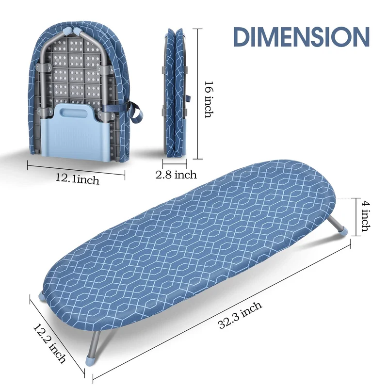 KK KINGRACK Foldable Ironing Board, Tabletop Small Ironing Board with Heat Resistant Ironing Cover, Portable Iron Board for Home Travel Use