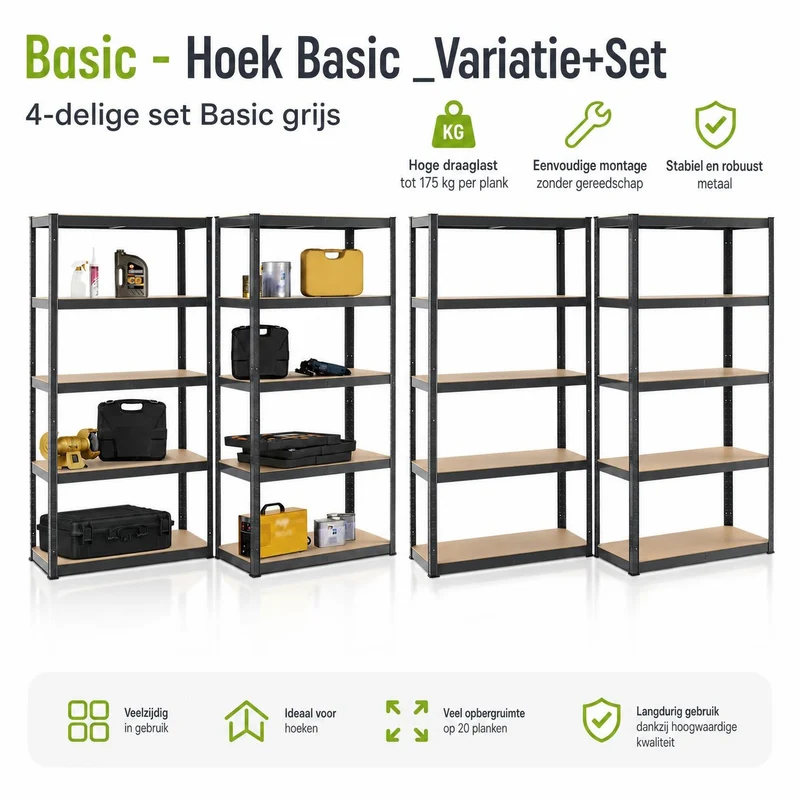 Lagerregal Basic 2er bis 8er Set 180 x 90 x 40 cm