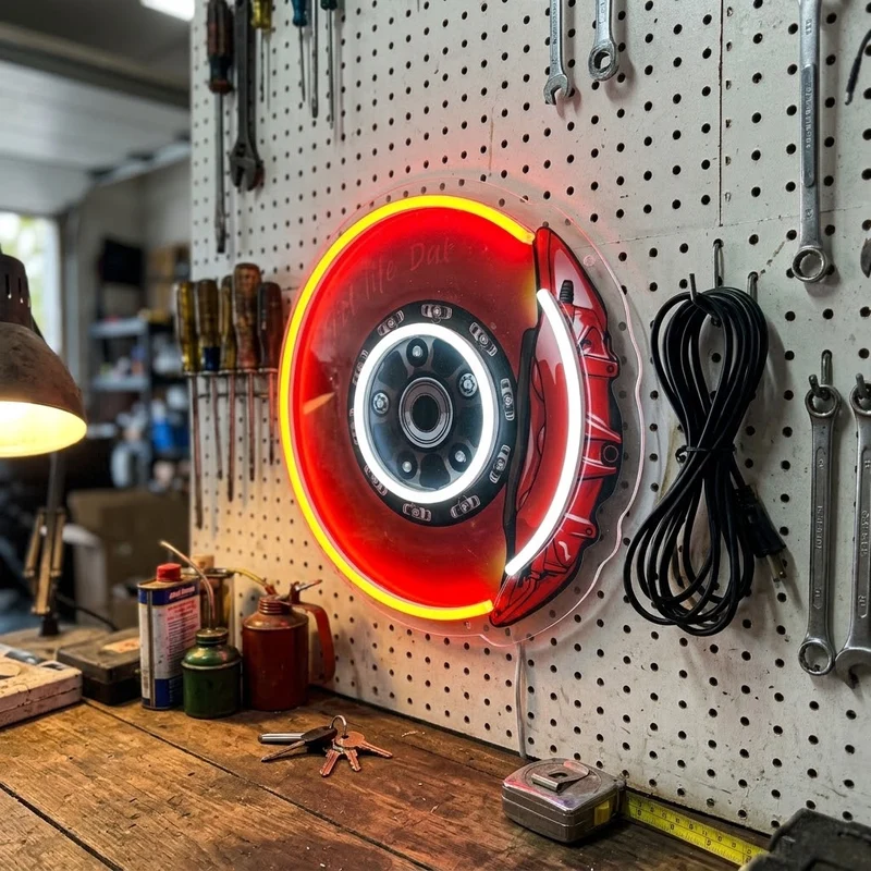 Pit Stop Brake Disc Neon Sign