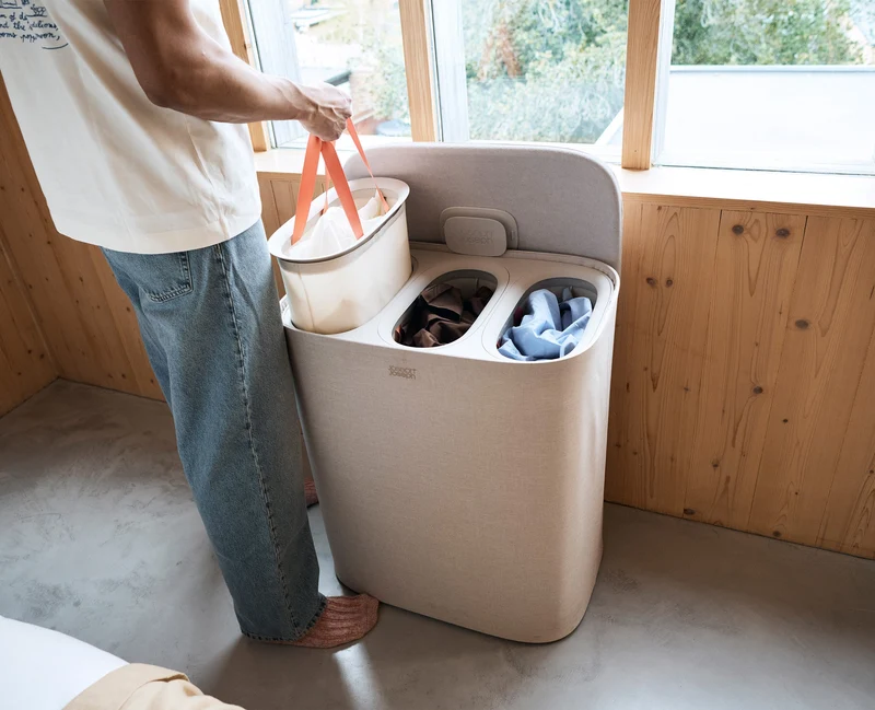 Tota 2 Trio 90L Blasses Pilzbraun Wäsche-Trennkorb
