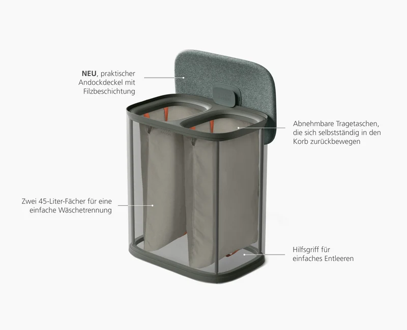 Tota 2 Twin 90L Waldgrau Wäsche-Trennkorb