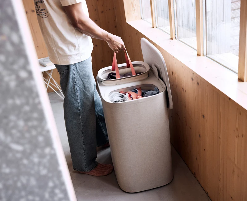 Tota 2 Twin 90L Blasses Pilzbraun Wäsche-Trennkorb