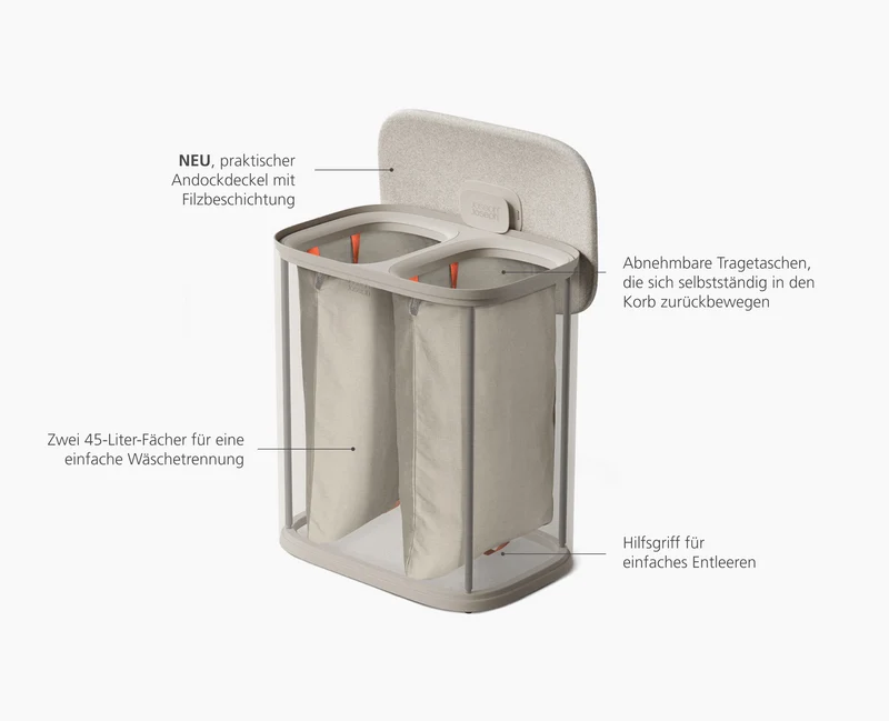 Tota 2 Twin 90L Blasses Pilzbraun Wäsche-Trennkorb