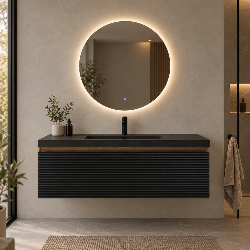 Levita Floating Black Walnut Bathroom Vanity Cabinet