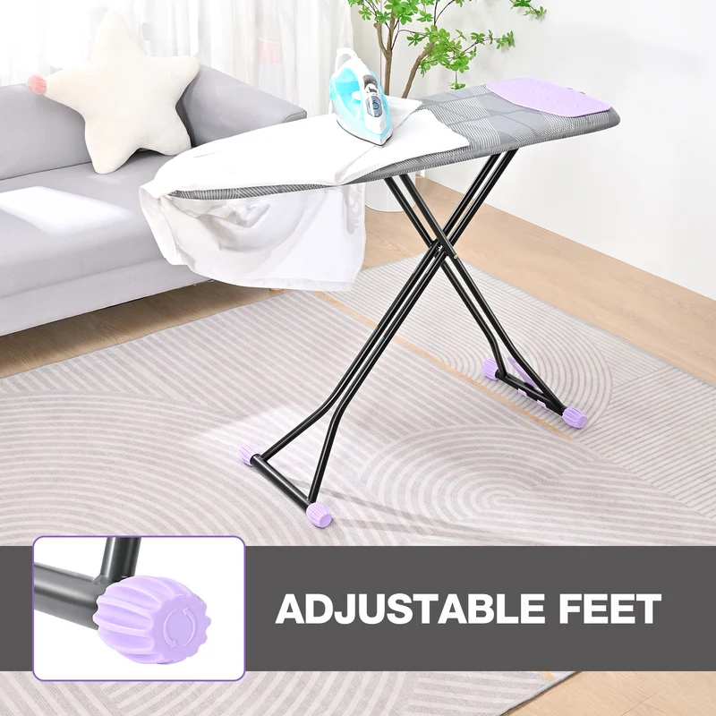 KK KINGRACK Ironing Board, Iron Board Full Size with Hanger & Rotating Nonslip Feet, 7 Level Height Adjustable, 43x13 in, Gray