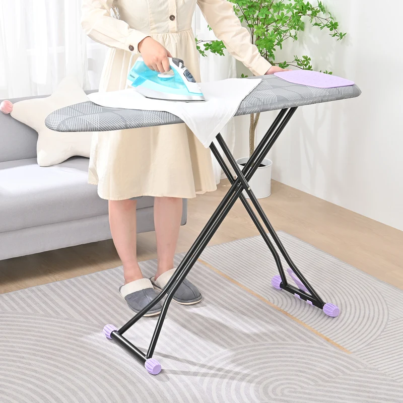 KK KINGRACK Ironing Board, Iron Board Full Size with Hanger & Rotating Nonslip Feet, 7 Level Height Adjustable, 43x13 in, Gray