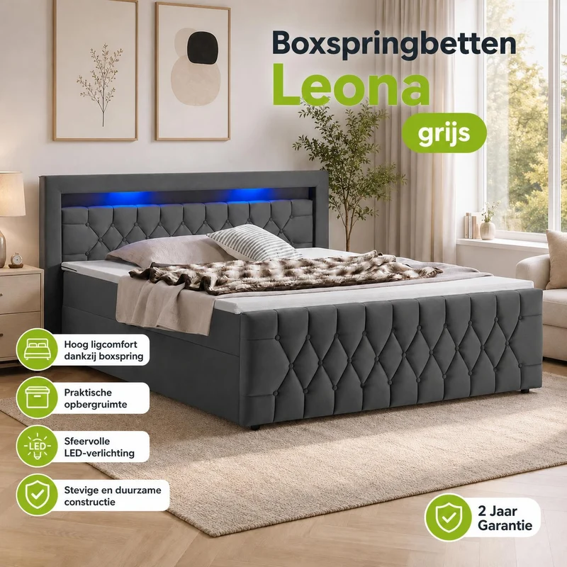 Boxspringbett Leona - Samt