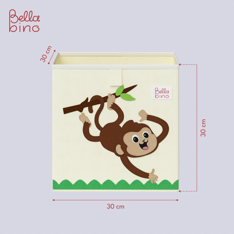 Helme Aufbewahrungsbox Affe/Löwe/Koala/Fuchs, 4er-Set, aus Oxford-Gewebe, 30x30x30 cm, beige